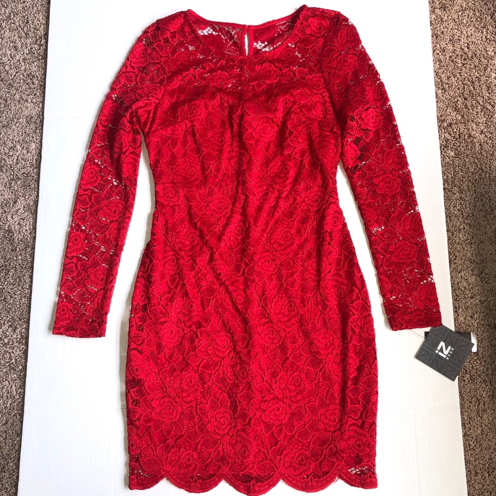 IZ Byer Red Lace Dress